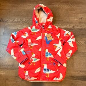 9-10Y Mini Boden Red Seagull Print Kids Puffer Jacket